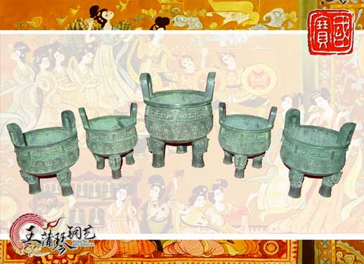 銅鼎，銅五鼎，中國鼎，佛像用鼎